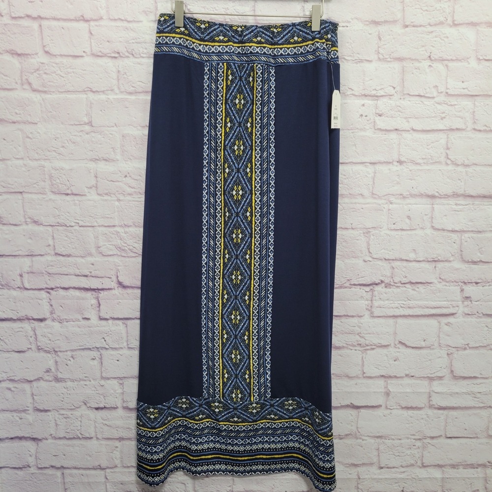 NEW Faded Glory Boho Aztec Maxi Skirt Sz M Tribal Festival Casual Hippie‎ Gypsy